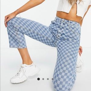 Brand new ASOS Stradivarius straight leg checkered jeans